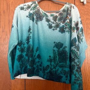 Pilcro Teal and Green Floral Sweater